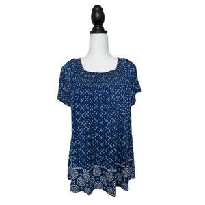 Style & Co blue square neck‎ top